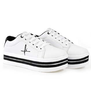 Tênis Casual Flatform Feminino Branco "FÉ" 011DB