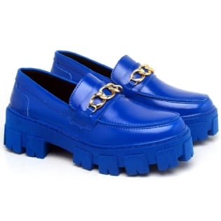 Sapato Mocassim Oxford Feminino Azul "STILL" 1413DB