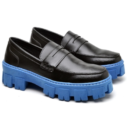 Sapato Mocassim Oxford Feminino Preto com Azul "STILL" 1404DB