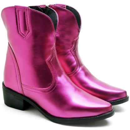 Bota rosa metalizada fashion