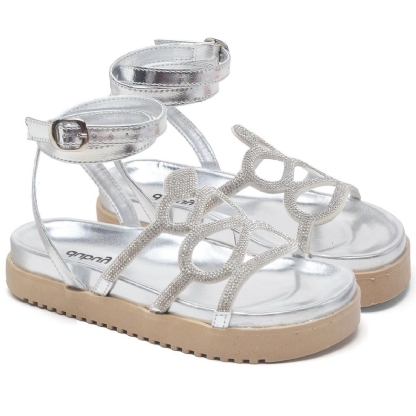 Sandália Papete Feminino Prata Cobra "CORA" 2066DB