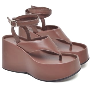 Tamanco Sandália Plataforma Feminino Marrom "IZA" 2104DB