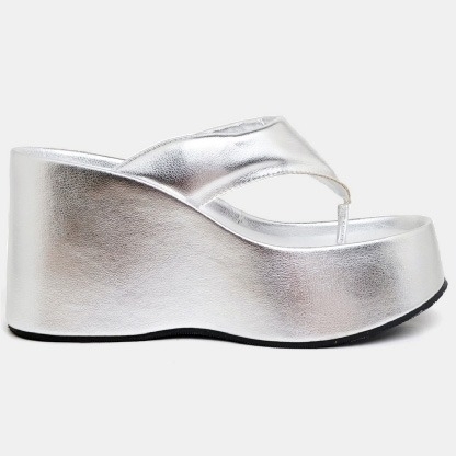 Tamanco Papete Chinela Feminino Prata "VIK" 2100DB
