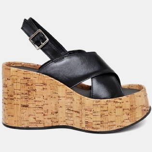 Tamanco Sandália Plataforma Feminino Preto "KORA" 2106DB
