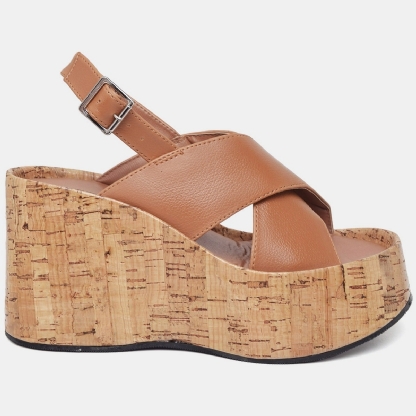 Tamanco Sandália Plataforma Feminino Caramelo "KORA" 2106DB