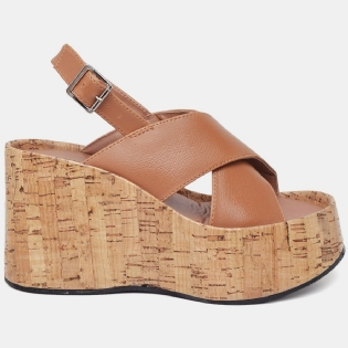 Tamanco Sandália Plataforma Feminino Caramelo "KORA" 2106DB