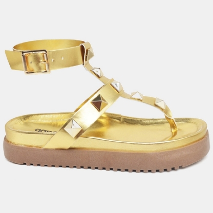 Sandália Plataforma Pirâmide Feminina Dourado "ISYS" 2050DB