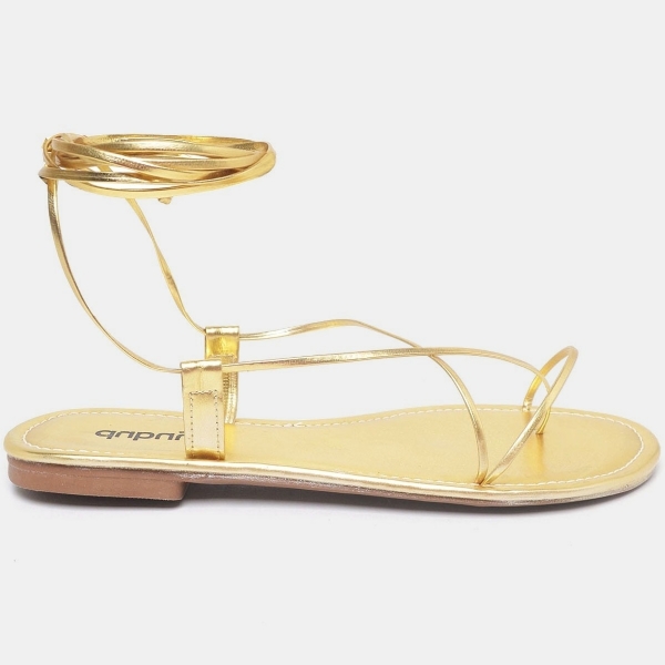 Sandália Rasteira Feminina Dourado "LIA" 2032DB