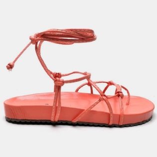 Sandália Rasteira Papete Flatform de Amarrar Laranja "Aisha" 2040DB