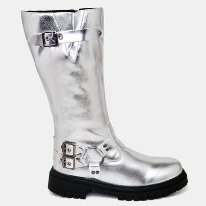 Bota Biker Boots Prata Feminina "TAYLOR" 1820