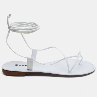 Sandália Rasteira Feminina Branco "LIA" 2032DB