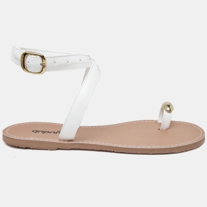 Sandália Rasteira Branco Feminina "MIA" 2034DB