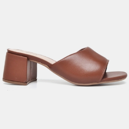 Tamanco Mule Salto Bloco Marrom "SOFI" 302DB