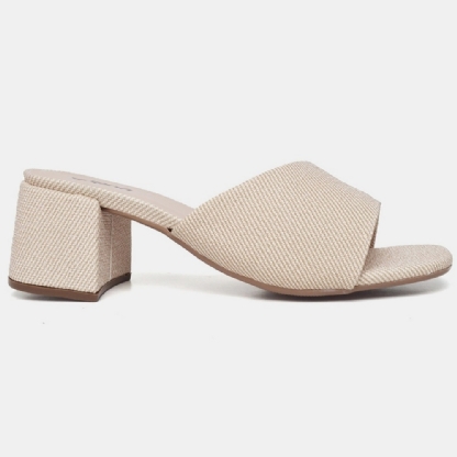 Tamanco Mule Salto Bloco Rafia "SOFI" 302DB