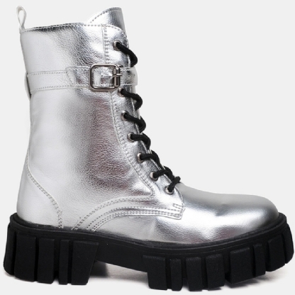 Bota Coturno Tratorado Feminino Prata "LOLLA" 1201DB