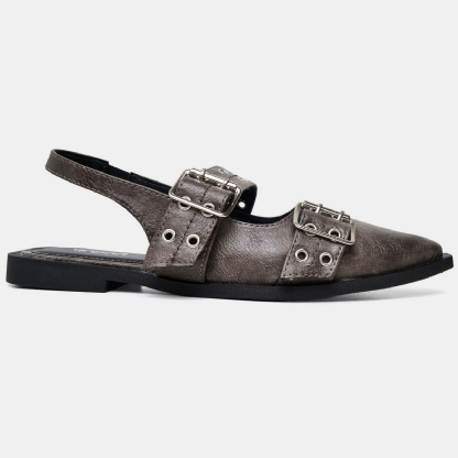 Sapatilha Feminina Slingback Cinza "MAJU" 1302DB