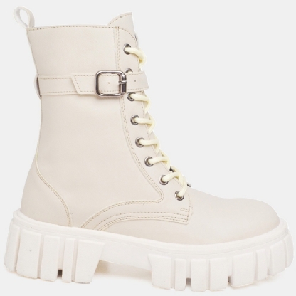 Bota Coturno Tratorado Feminino Off-White "LOLLA" 1201DB