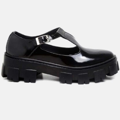 Sapato de Boneca Feminino Preto Verniz "MARY JANE" 1415DB