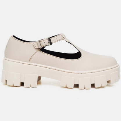 Sapato de Boneca Feminino Off White "MARY JANE" 1415DB