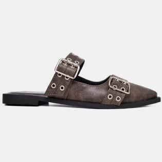 Sapatilha Mule Feminina Slingback Cinza "MAJO" 1304DB