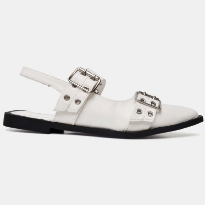 Sapatilha Feminina Slingback Branco "MAJU" 1302DB