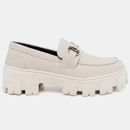 Sapato Mocassim Oxford Feminino Off White "STILL" 1412DB