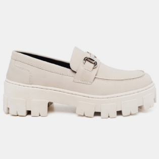 Sapato Mocassim Oxford Feminino Off White "STILL" 1412DB
