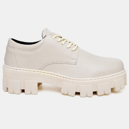 Sapato Mocassim Oxford Feminino Off White "STILL" 1410DB