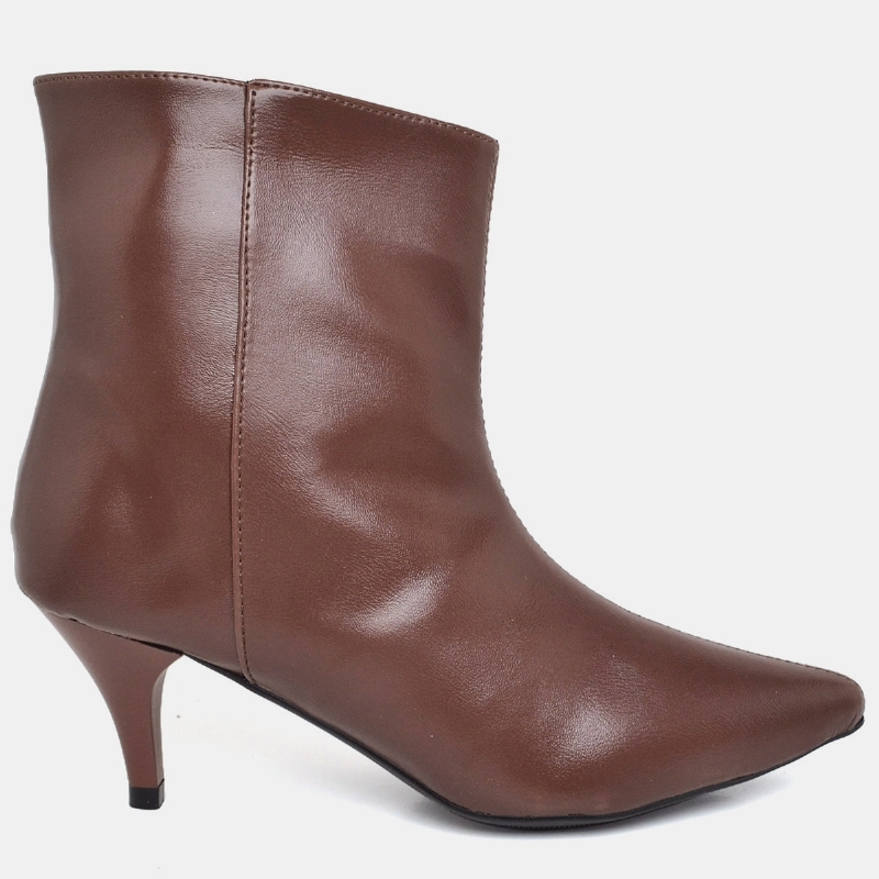 Bota Salto Bico Fino Feminino Marrom "SIENA" 1712DB
