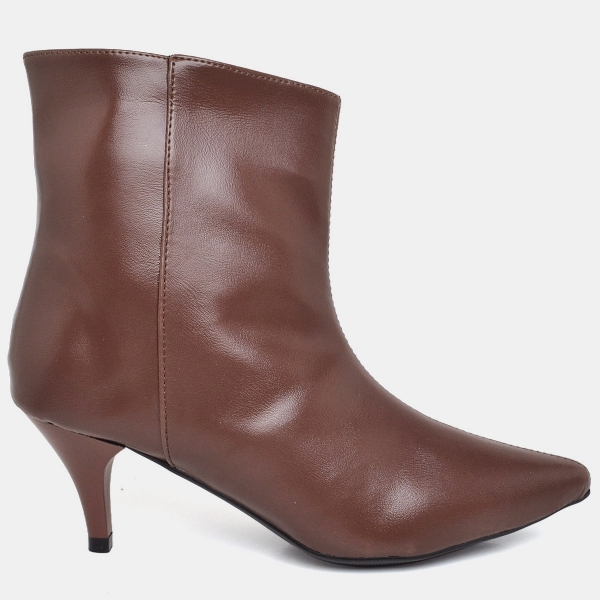 Bota Salto Bico Fino Feminino Marrom "SIENA" 1712DB