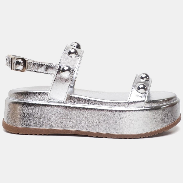 Sandália Flatform Feminina Prata "HELO" 2074DB