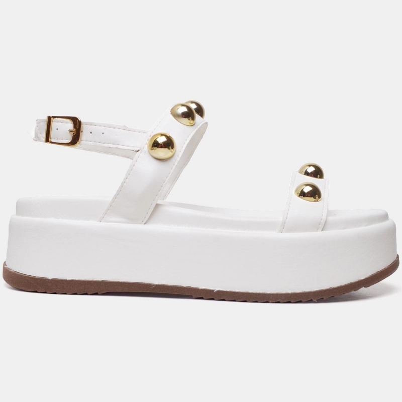 Sandália Flatform Feminina Branco "HELO" 2074DB