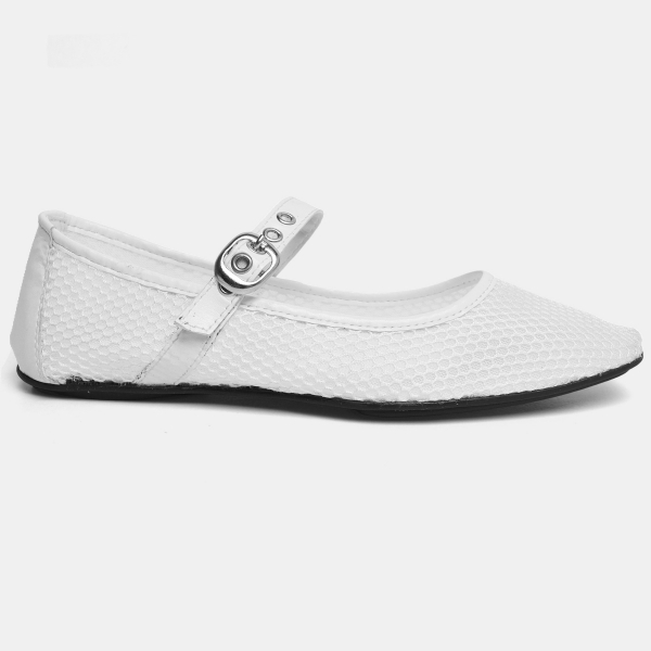 Sapatilha Bailarina Feminina Tela Branco "LILY" 3004DB