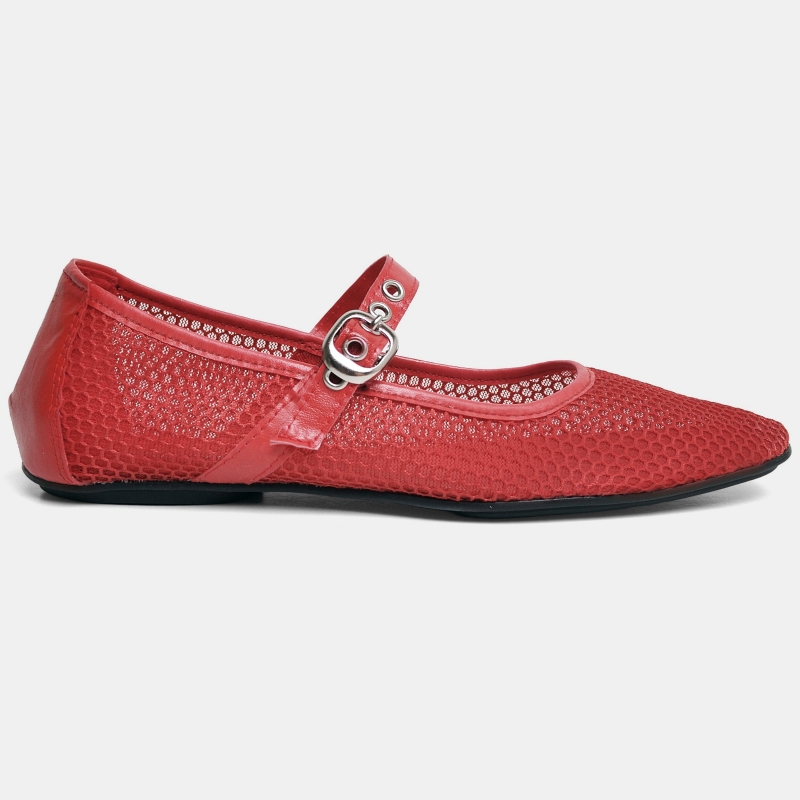Sapatilha Bailarina Feminina Tela Vermelho "LILY" 3004DB