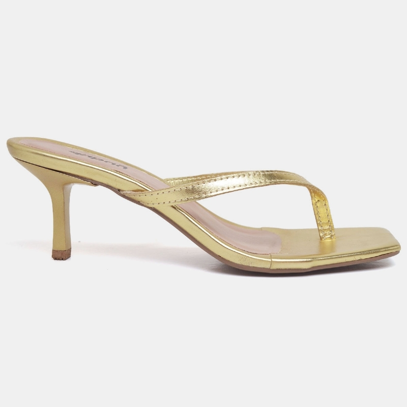 Tamanco Kitten Heels Dourado Feminino "LUIZA" 304DB