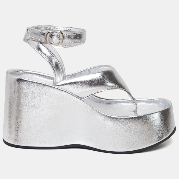 Tamanco Sandália Plataforma Feminino Prata "IZA" 2104DB