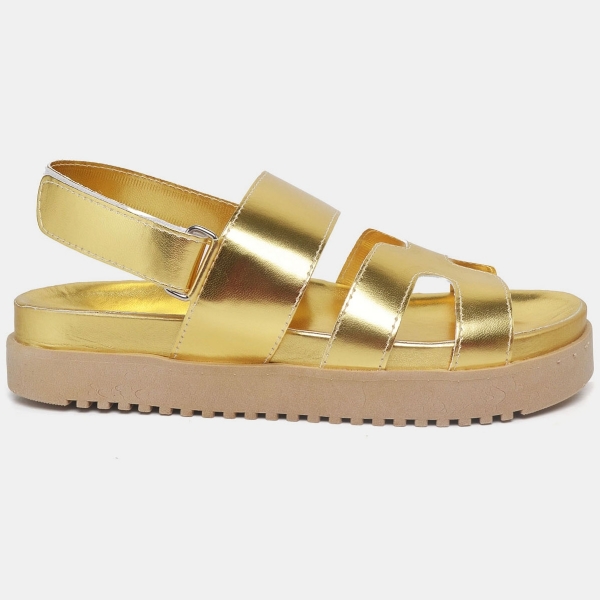 Sandália Papete Feminina Dourado "EMA" 2058DB
