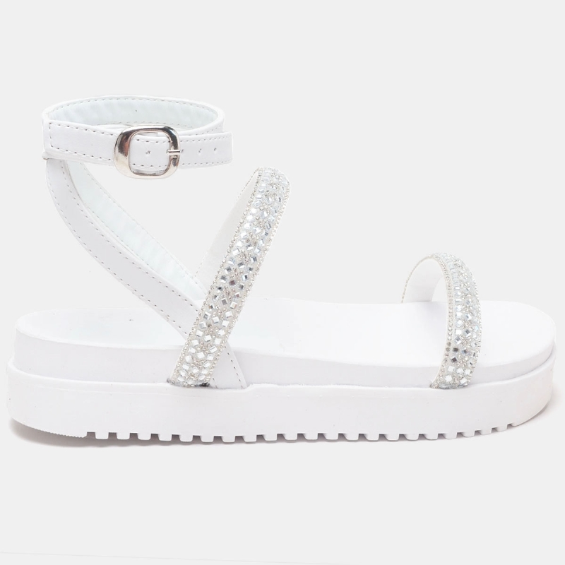 Sandália Rasteira Feminina Branco "JADE" 2060DB