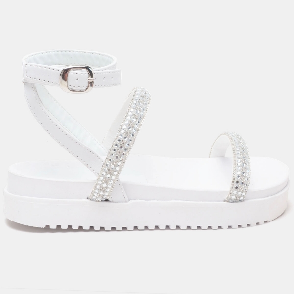 Sandália Rasteira Feminina Branco "JADE" 2060DB