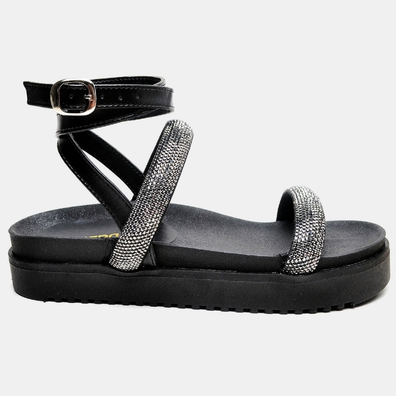 Sandália Rasteira Feminina Preto "JADE" 2060DB