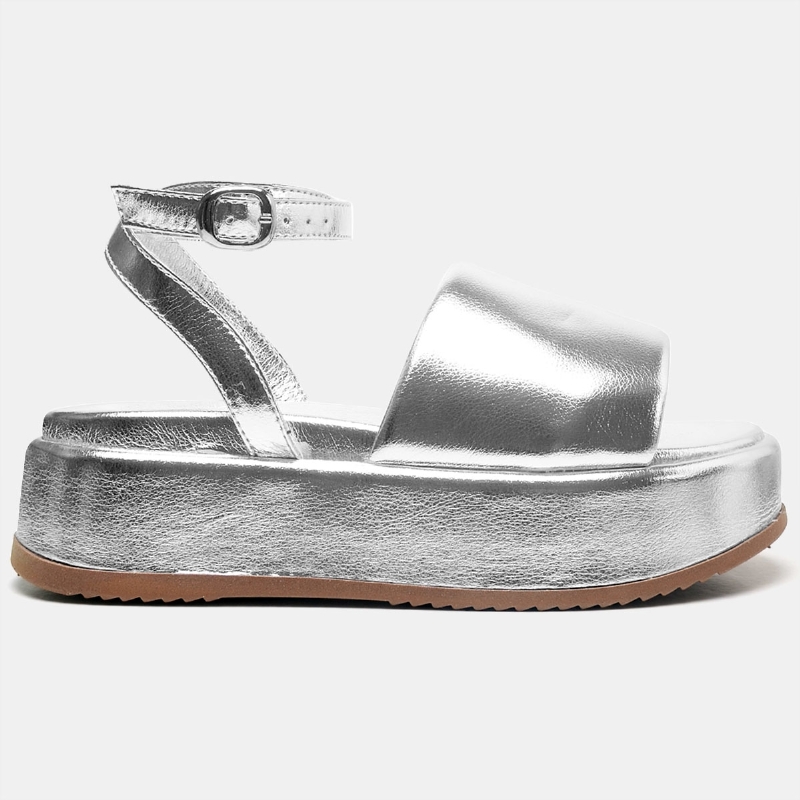 Tamanco Papete Chinela Feminino Prata "MADU" 2065DB