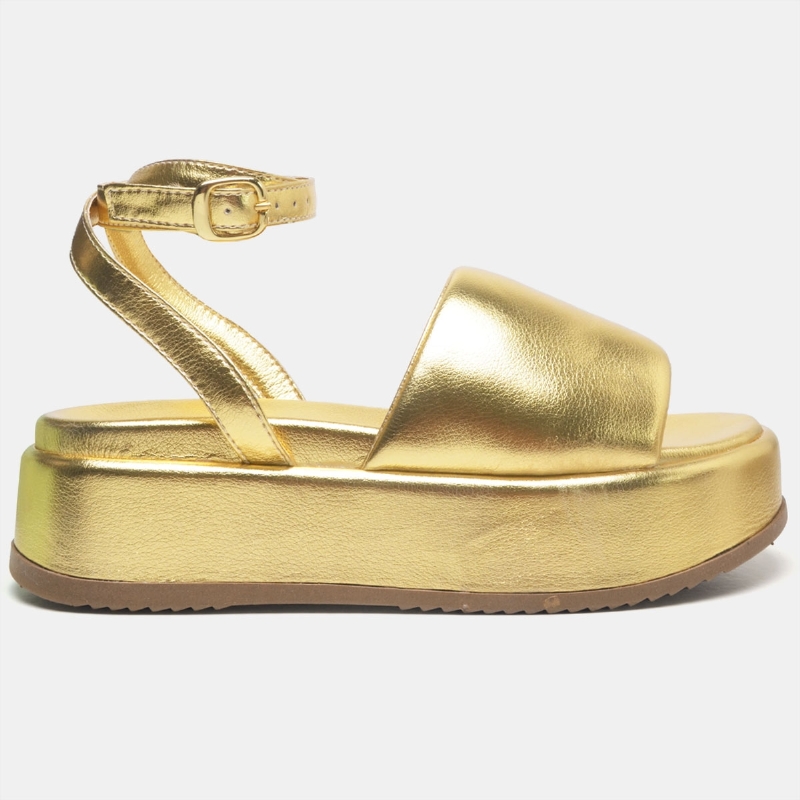 Tamanco Papete Chinela Feminino Dourado "MADU" 2065DB