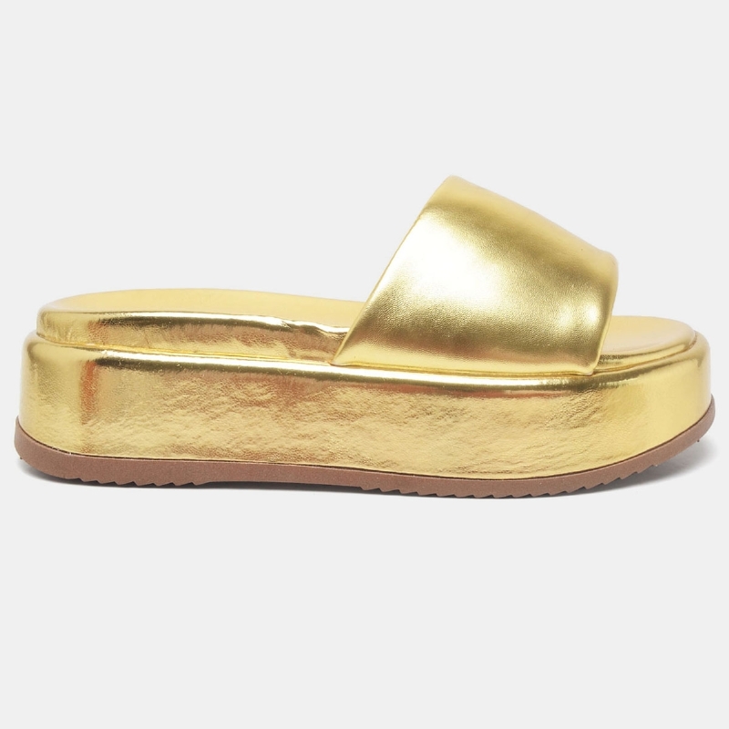 Tamanco Papete Chinela Feminino Dourado "BABI" 2062DB