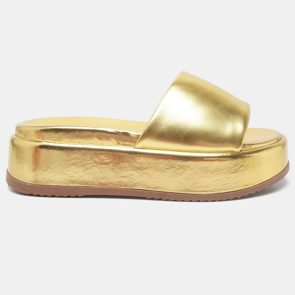 Tamanco Papete Chinela Feminino Dourado "BABI" 2062DB
