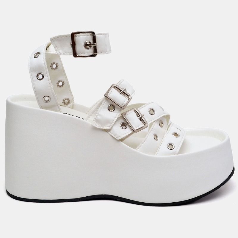Tamanco Sandália Plataforma Feminino Branco "BLAIR" 2102DB
