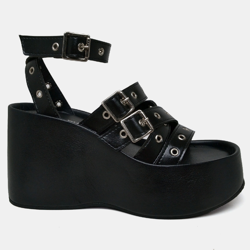 Tamanco Sandália Plataforma Feminino Preto "BLAIR" 2102DB