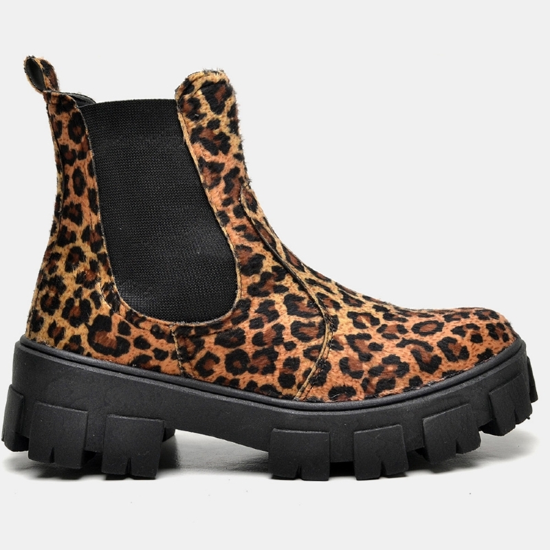 Bota Coturno Feminino Tratorado Animal Print "ARMY" 1504DB
