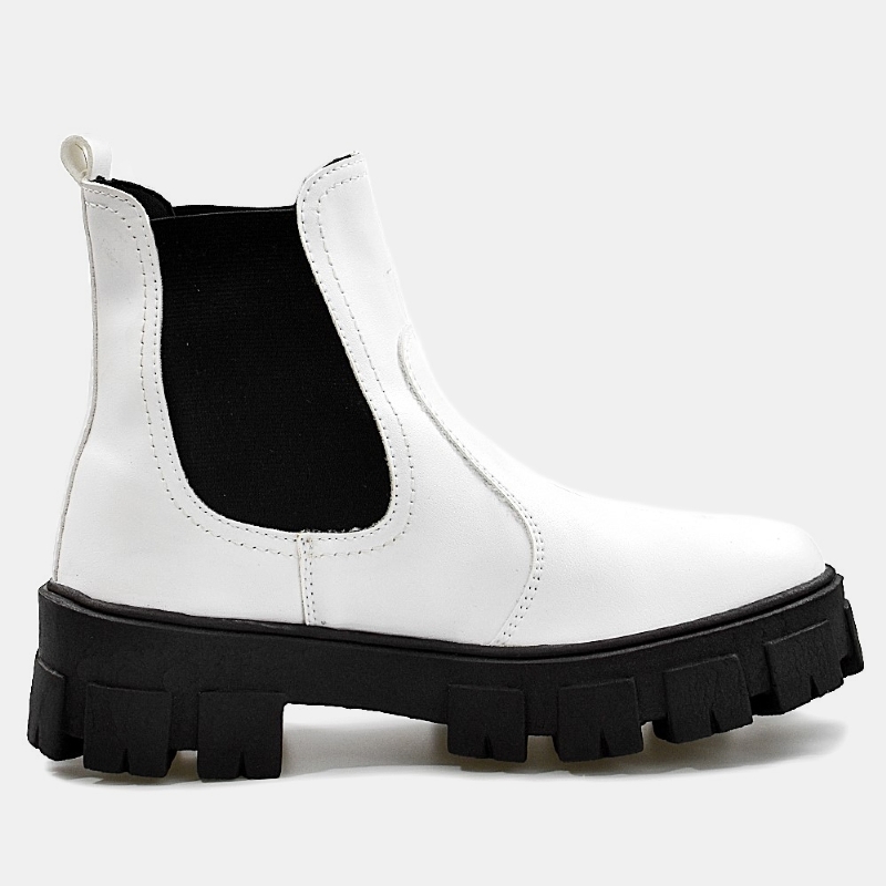 Bota Coturno Feminino Tratorada Branco "DROP" 1504DB