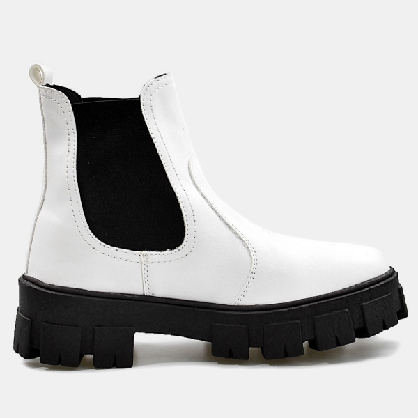 Bota Coturno Feminino Tratorada Branco "DROP" 1504DB