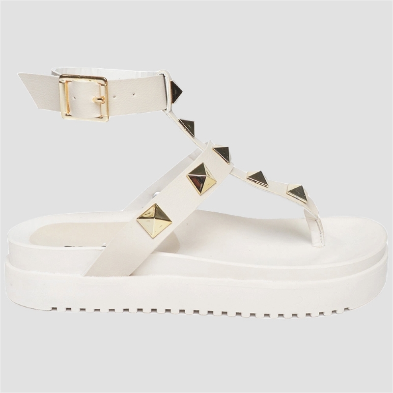 Sandália Plataforma Pirâmide Feminina Off White "ISYS" 2050DB